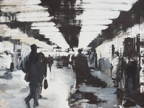 Jehovistka, sítotisk a olej na plátně, 290 x 150 cm, 2008