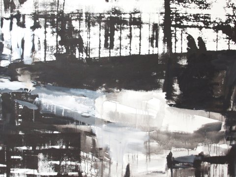 Pobřeží, sítotisk a olej na plátně, 290 x 150 cm, 2008