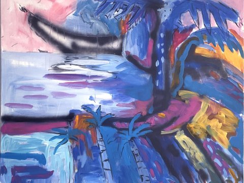 Jezero, akryl na plátně, 105 x 120 cm