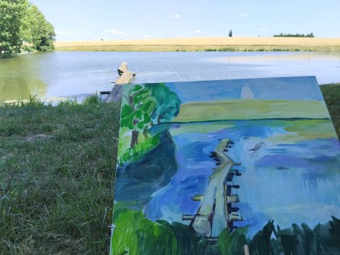 Plenér, akryl na plátně, 80 x 70 cm